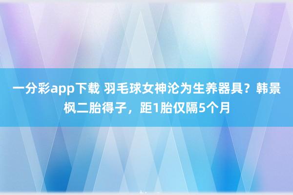 一分彩app下载 羽毛球女神沦为生养器具？韩景枫二胎得子，距1胎仅隔5个月