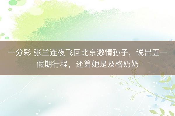 一分彩 张兰连夜飞回北京激情孙子，说出五一假期行程，还算她是及格奶奶
